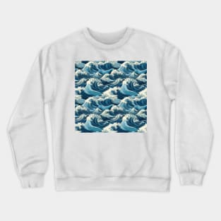 Ephemeral Crests: Hokusai Waves Reimagined Crewneck Sweatshirt